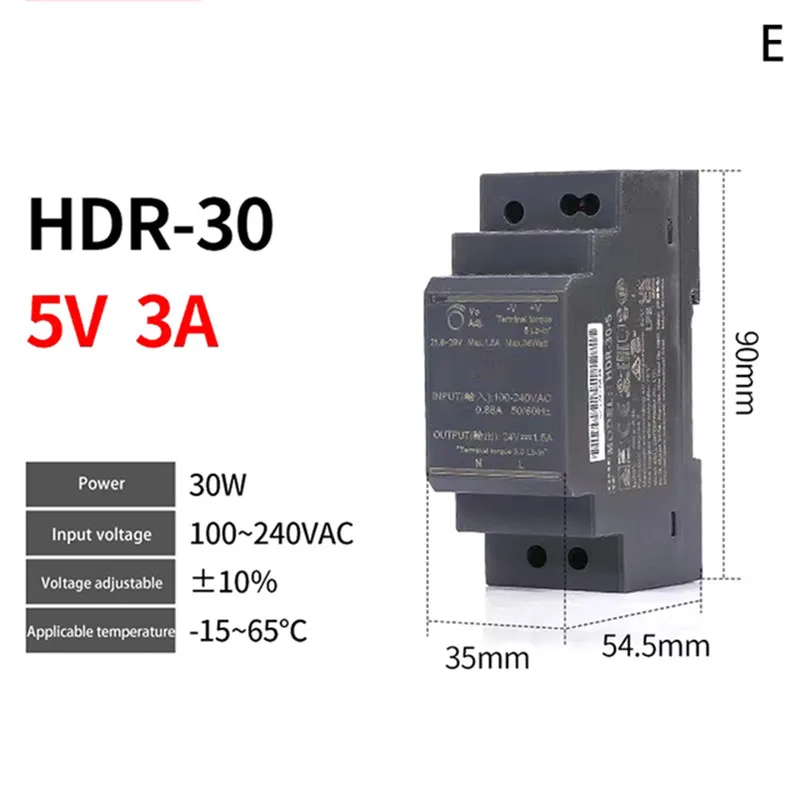 CHUX HDR 30W Serie DC 5V 12V 15V 24V 48V SMPS Ultraflaches – Bild 2