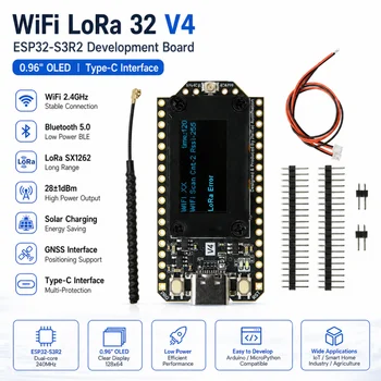WiFi LoRa 32 V4 ESP32 Bluetooth WiFi Entwicklungsboard, 0,96-Zoll OLED-Bildschirm ESP32-S3R2 Energiesparendes