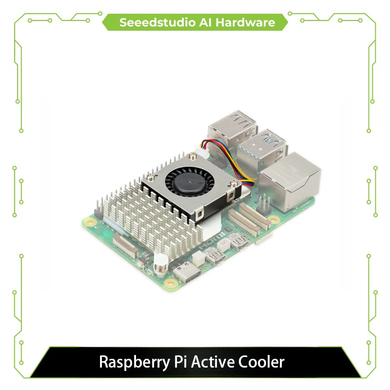Raspberry Pi 5 Active Cooler Zubehör kombiniert Metall-Kühlkörper mit Lüfter mit variabler Drehzahl. 