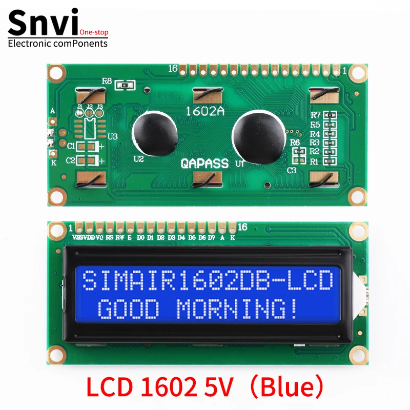 Snvi LCD1602 1602A LCD-Anzeigemodul 16x2 Zeichen Blau Gelb Grün Grau – Bild 4