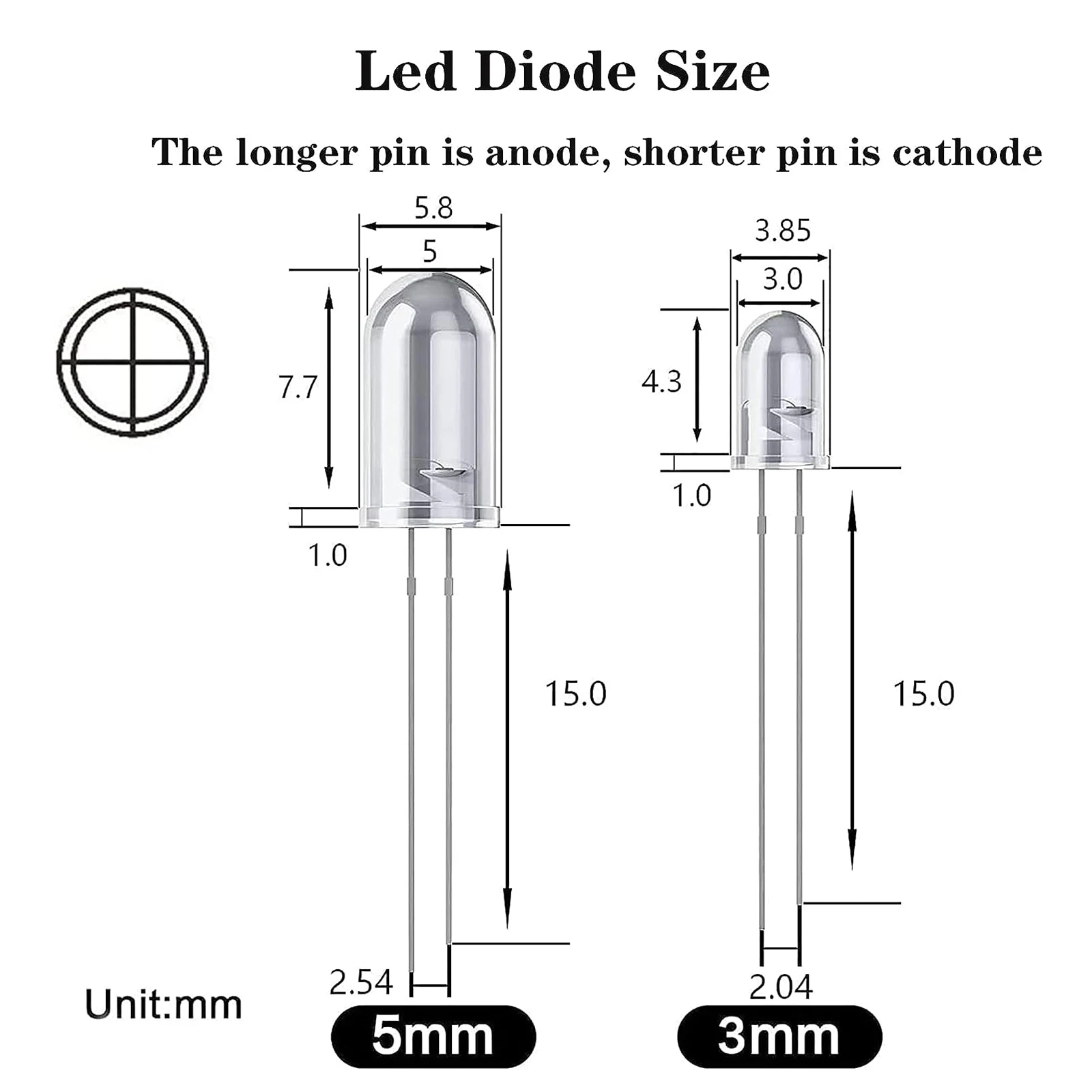 5-mm-LED-Dioden-Sortimentsset, lichtemittierend, F5, Weiß, Grün, Rot – Bild 2
