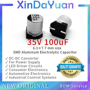 35 V 100 uF 6,3 x 7,7 mm SMD-Aluminium-Elektrolytkondensator mit niedrigem ESR (50 Stück)