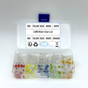 2 MM LED Sortiment Kit Primäre Wasser Klar Rot Blau Grün Gelb Orange Weiß DIY Diode Pack Sechs (200 Stück)