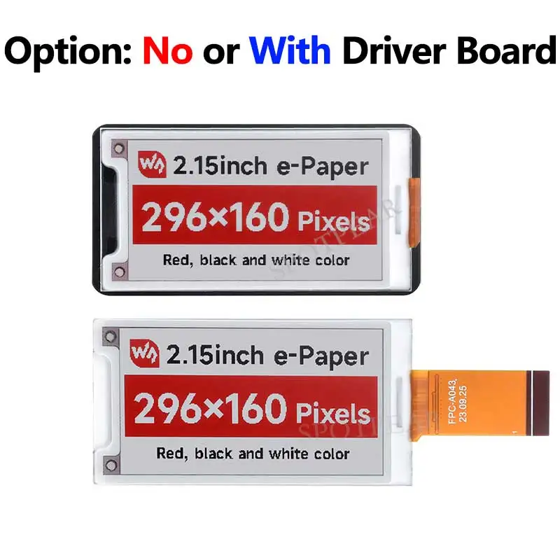 2,15 Zoll 296×160 E-Paper HAT+ B E-Ink Rot/Schwarz/Weiß Display – Bild 3