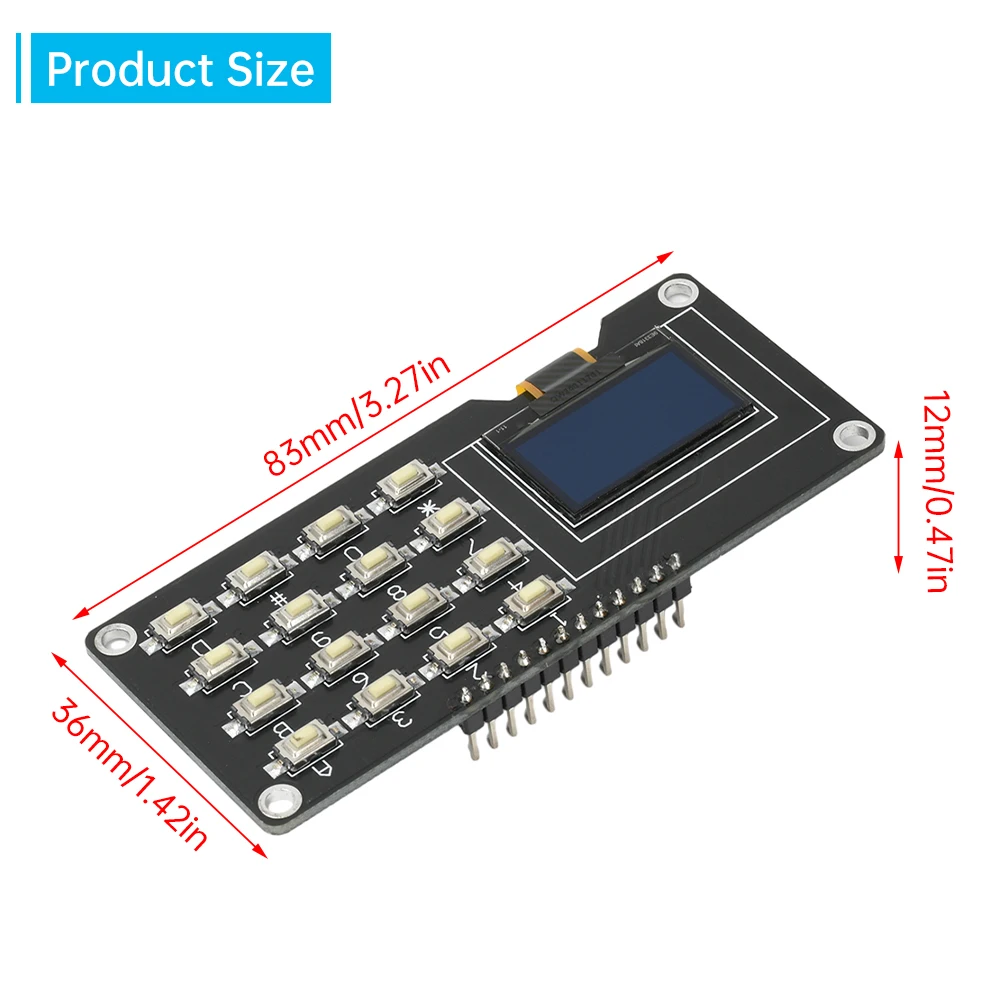 0,96/1,3 Zoll OLED Display SSD1315 SSD1306 SH1106 mit 4x4 Tastatur 16P – Bild 3