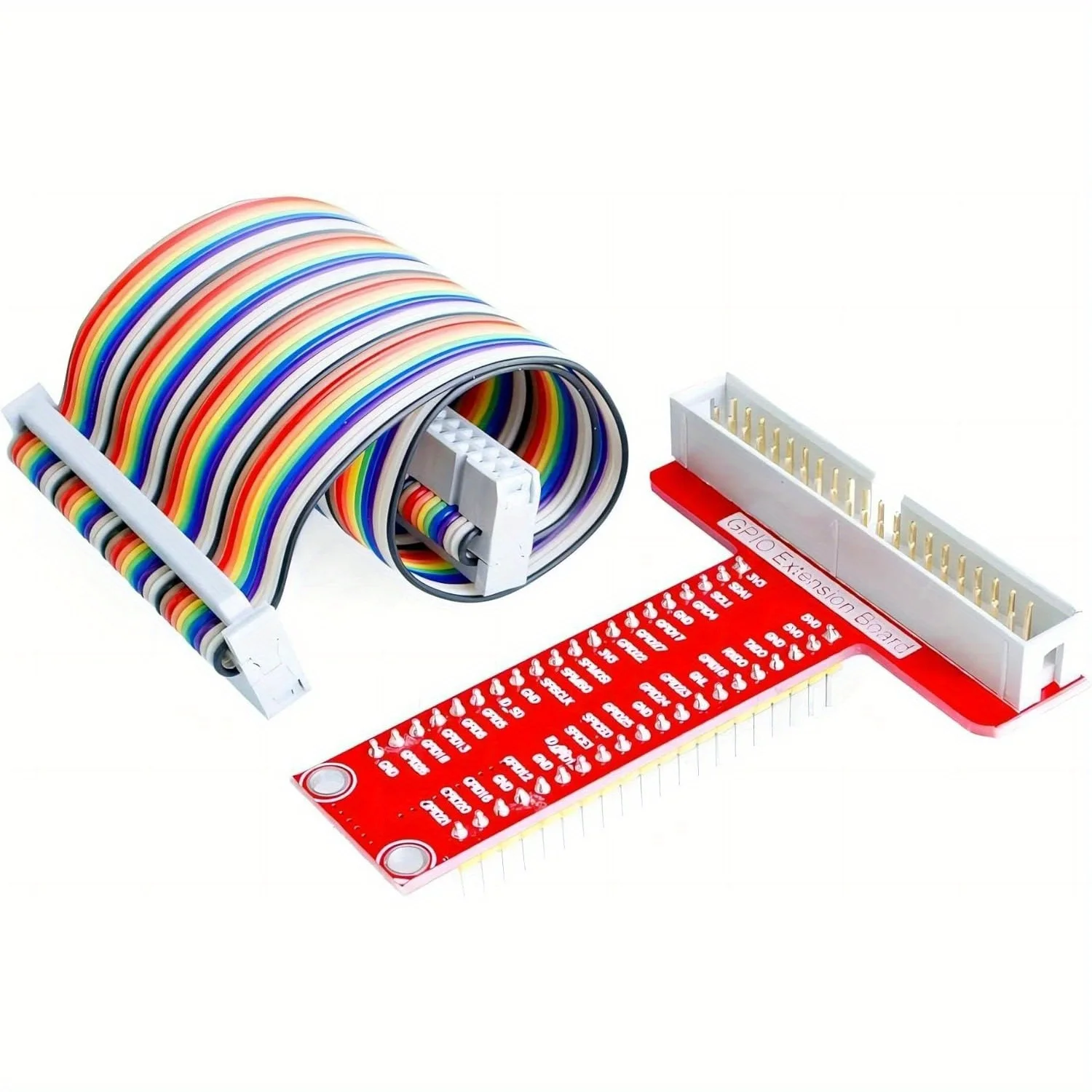 Die Raspberry Pi GPIO-Erweiterungsplatine ist mit einem 7,87-Zoll-40-Pin-Flachbandkabel ausgestattet, ist