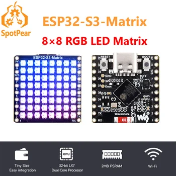 ESP32-Entwicklungsboard ESP32-S3 Matrix 8x8 RGB-LED-WiFi Bluetooth mit QST Attitude Gyro Sensor QMI8658C