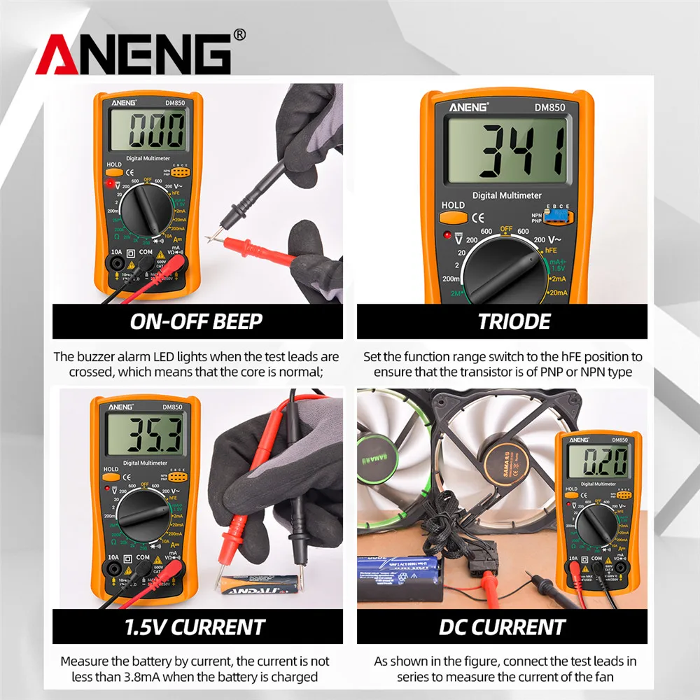 Professionelle Multimeter ANENG DM850 AC/DC Spannung Meter DC Strom – Bild 3