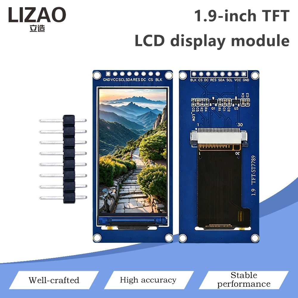 1,9 Zoll ST7789 TFT-LCD-Anzeigemodul, serielle SPI-Schnittstelle, 240×320 Auflösung, 3,3 V