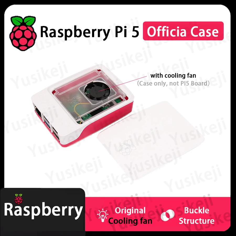 Raspberry Pi 5 Case 5. Generation rote und weiße Kühlung Raspberry Pi Case Lüfter Schutzhülle