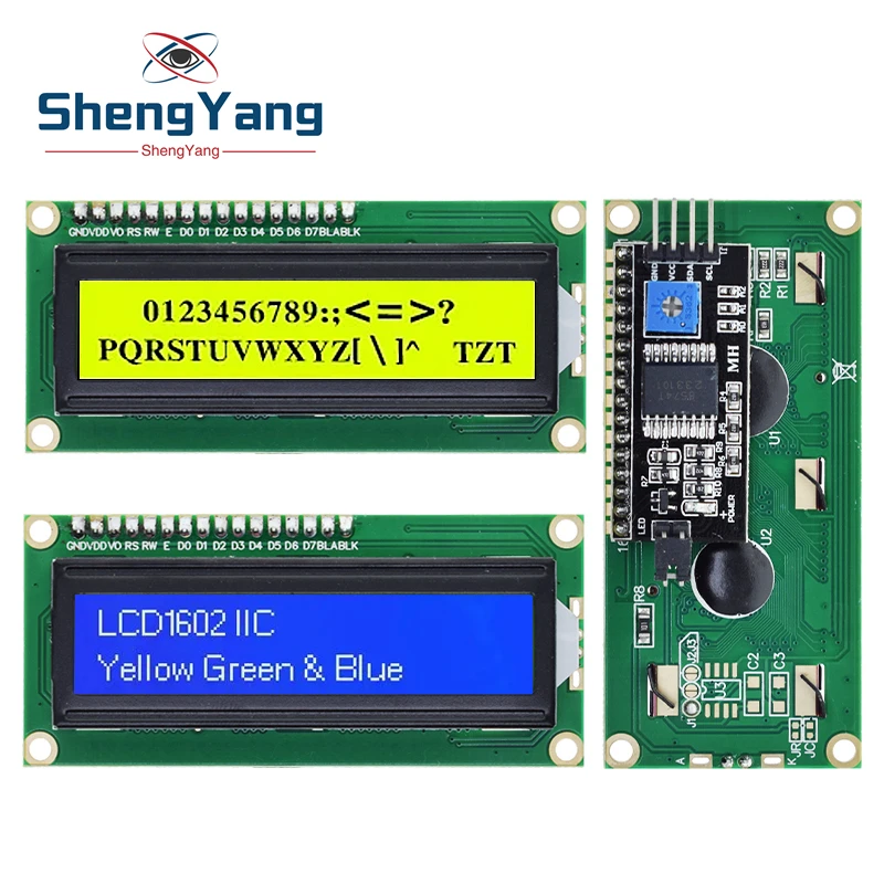 LCD1602 1602 LCD-Modul Blau/Gelb Grüner Bildschirm 16x2 Zeichen LCD-Display PCF8574T PCF8574 IIC