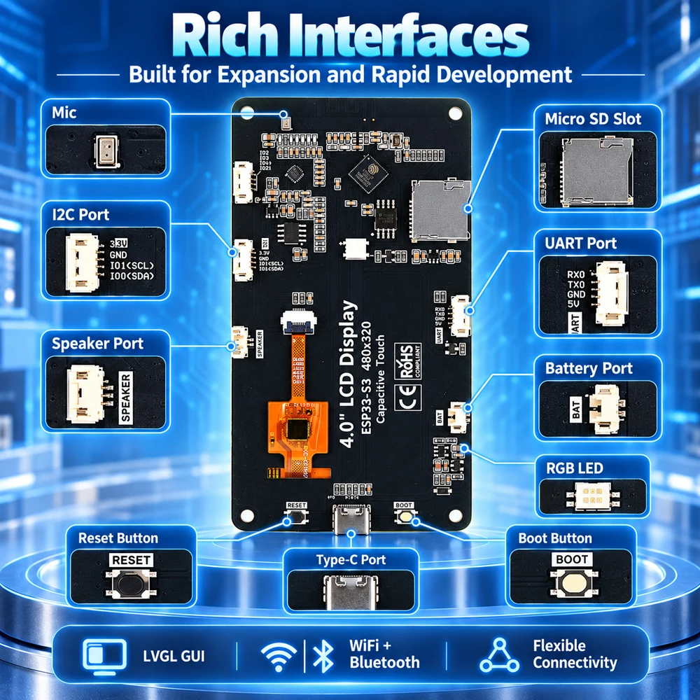 ESP32 S3 4,0 Zoll IPS Kapazitiver Touchscreen 320x480 240MHz WiFi – Bild 3