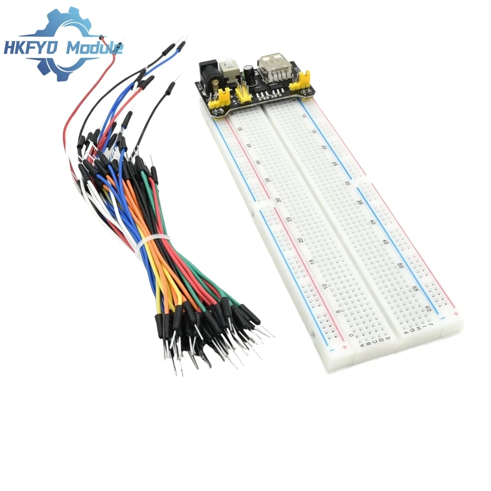 3,3V/5V MB102 Breadboard-Stromversorgungsmodul + MB-102 830-Punkt-Prototyp für Arduino-Kit + 65 Jumper-Kabel