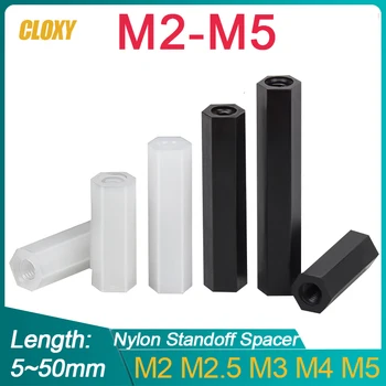 M2 M2,5 M3 M4 M5 Schwarz/Weiß Nylon Sechskant Buchse auf Buchse Abstandshalter Nylon Kunststoff