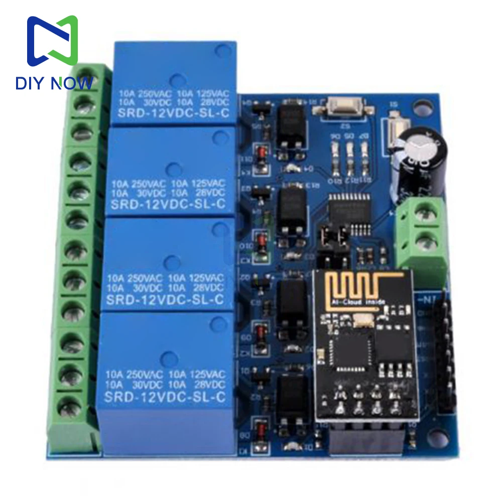 ESP8266 ESP-01 4-Wege-WiFi-Relaismodul 12V IoT Smart Home – Bild 5