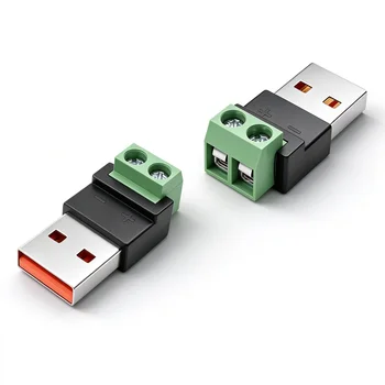 USB Typ A Stecker auf 2-polige Schraubklemmen, lötfreie Steckverbinder, 12V 5A Netzteilblock für DIY