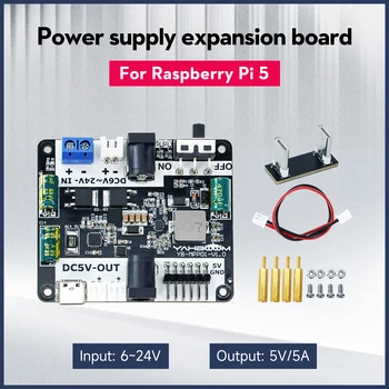 Raspberry Pi 5 Netzteil-Erweiterungsplatine, unterstützt 6-24 V Eingang und 5 V/5 A Ausgang für Jetson NANO