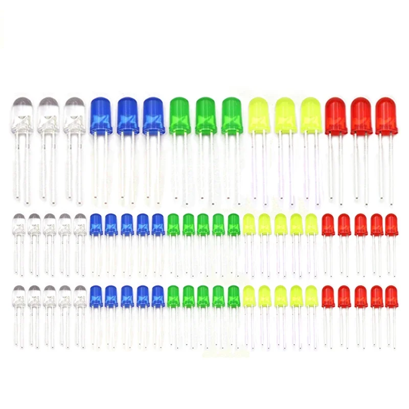 3mm LED Diode Assorted Kit Weiß Grün Rot Blau Gelb Orange (60 Stück) – Bild 3