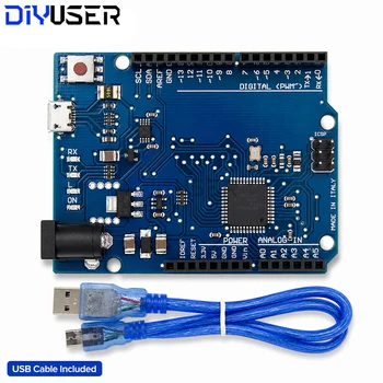 DIYUSER Leonardo R3 Entwicklungsboard ATmega32U4 mit 30cm USB-Kabel für DIY-Elektronikprojekte