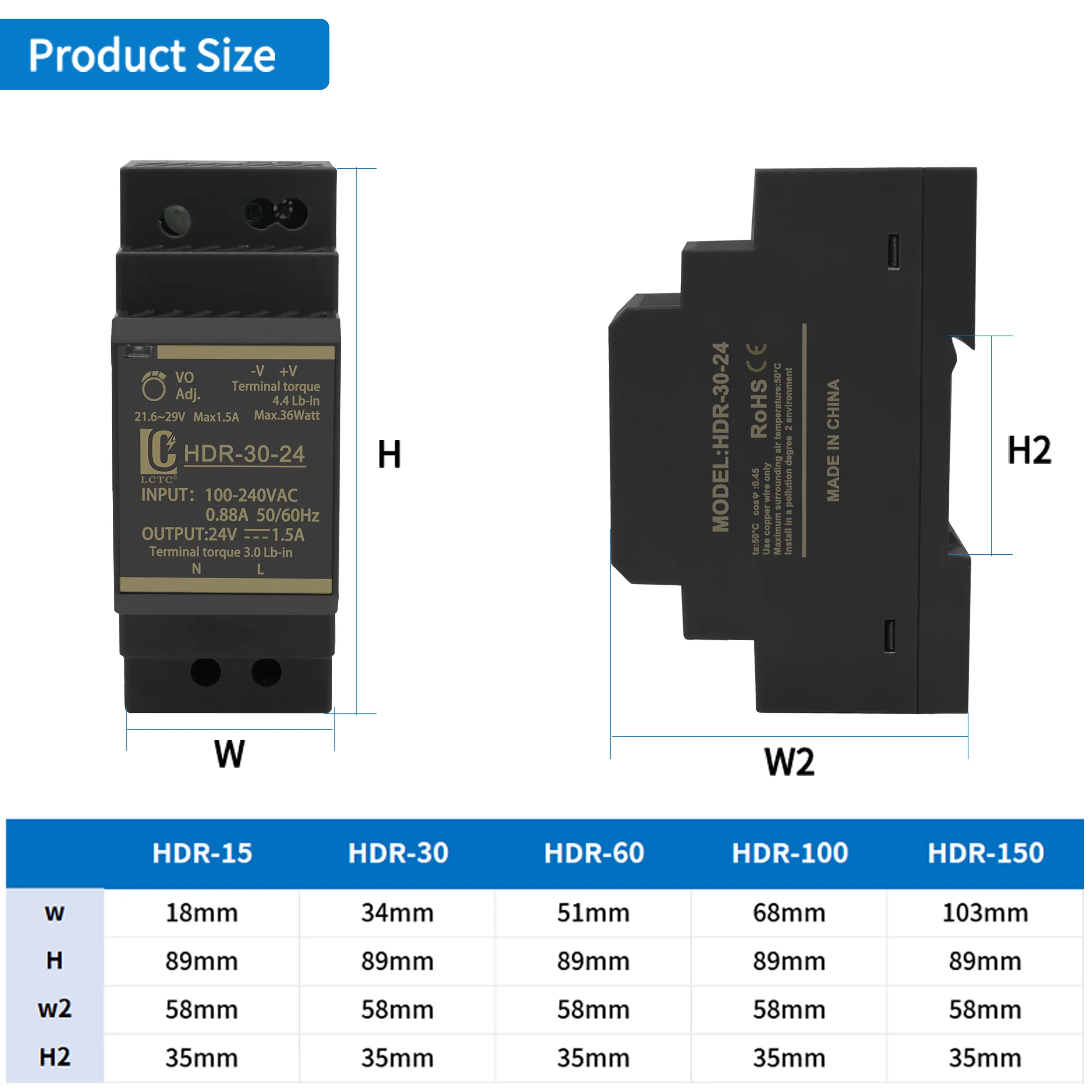 Schaltnetzteil 5 V/12 V/24 V/48 V DIN-Schienen-Netzteil AC zu DC – Bild 2