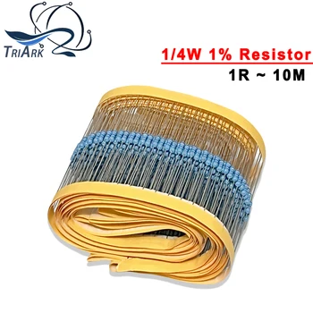 Metall Film Widerstand 1/4W 1% 100R 220R 1K 1,5K 2,2K 4,7K 10K 22K 47K 100K 100 220 1K5 2K2 4K7 (100 Stück)