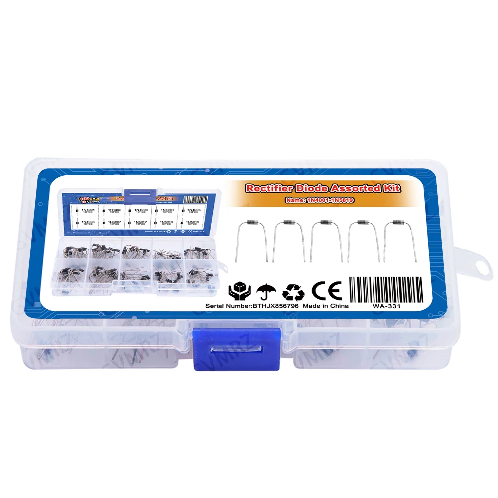 10 Werte Gleichrichterdiode Sortiment 1N4001 1N4002 1N4003 (100 Stück) – Bild 2