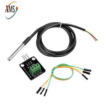 DS18B20 Temperatursensormodul-Kit, wasserdicht, 100 cm, digitales Sensorkabel, Edelstahl-Sondenklemmen-Adapter