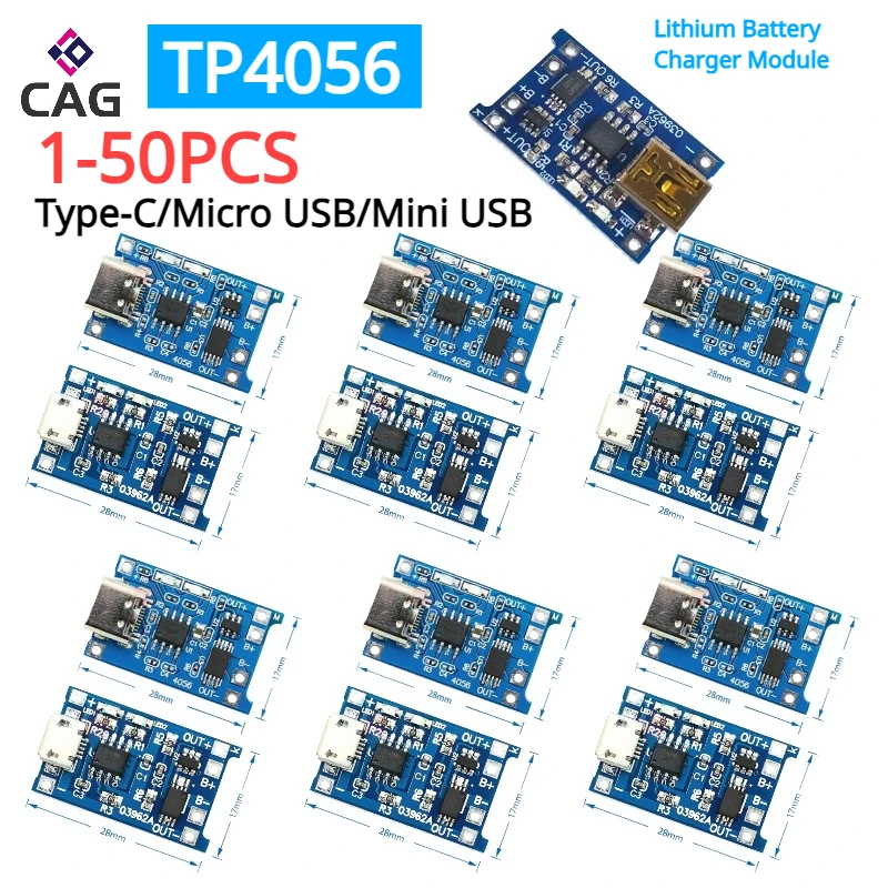 TP4056 18650 Lithium-Batterie Ladegerät Modul Typ-C/Micro/Mini USB 5V 1A Lade Board mit Schutz Dual Funktionen