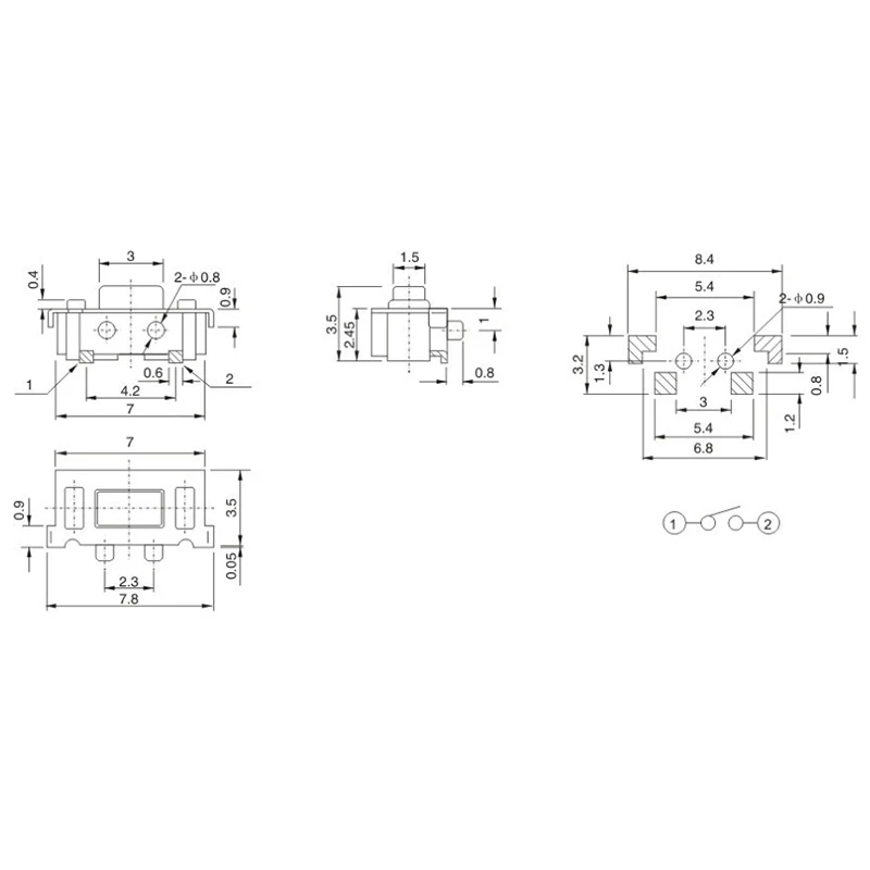 SMT 3X 6X 3,5 MM Taktile Takt Push Button Micro Schalter (100 Stück) – Bild 5