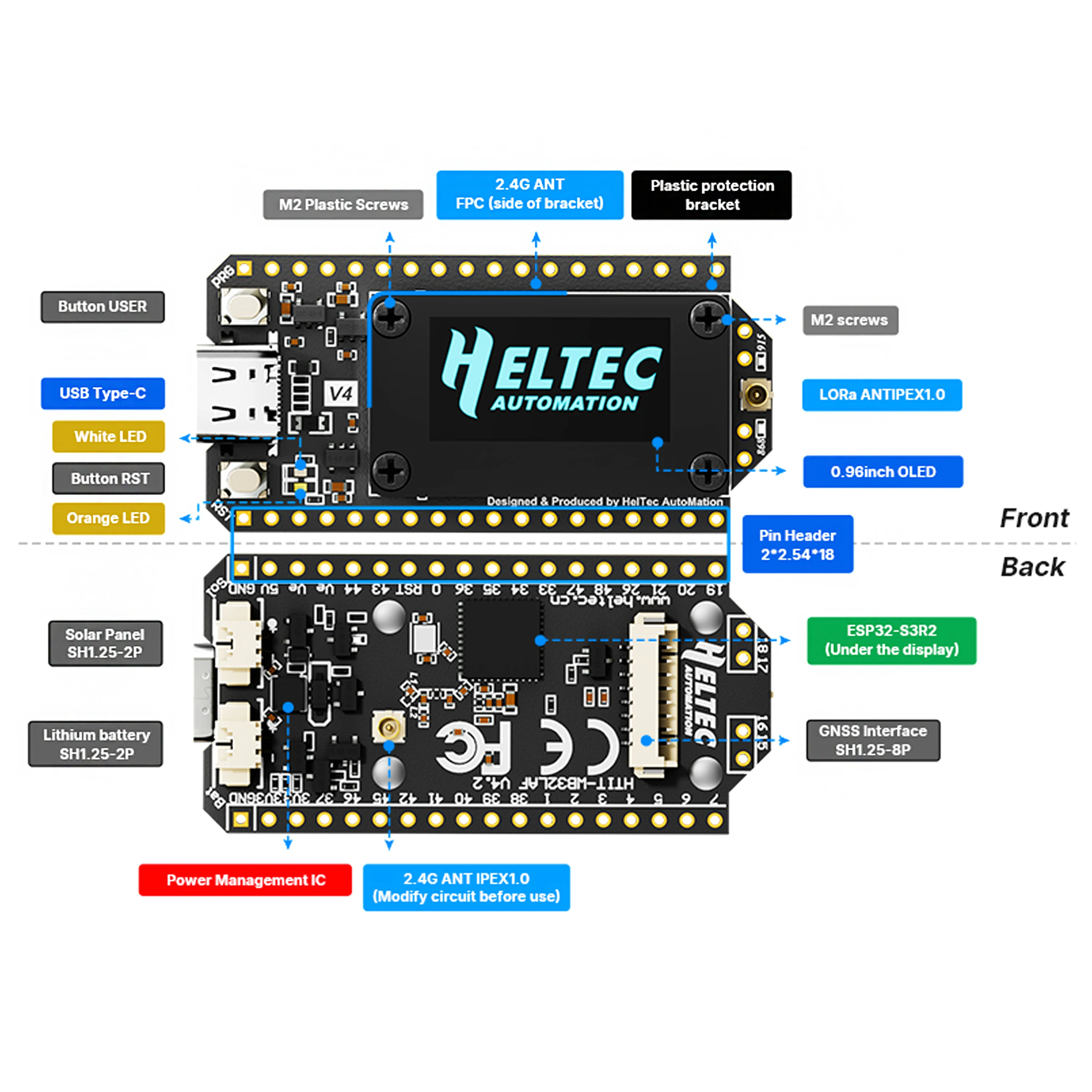 Heltec WiFi LoRa 32 V4.3 863-928MHz ESP32S3+SX1262 BLE LoRa Node – Bild 2