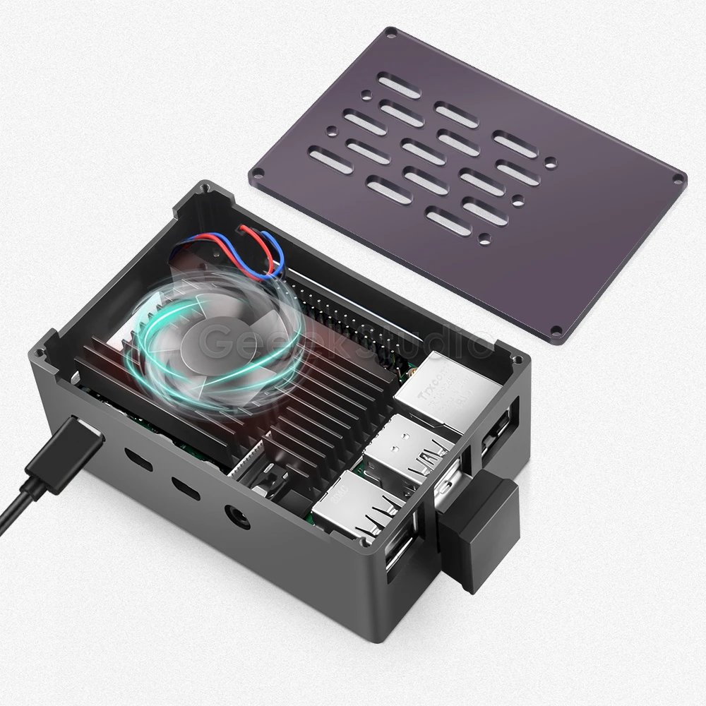 Raspberry Pi 4 Modell B Aluminium Ziegel Fall Schwarz Enlosure Shell – Bild 3