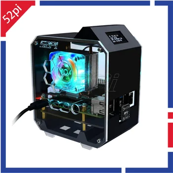 52pi Himbeer pi 4 Modell b abs Mini Tower Nas Kit mit Eisturm 0,96 Bildschirm Display Netzteil