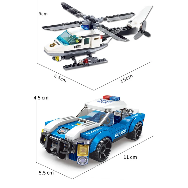 DIY Baustein-Set Polizeiauto Spielzeug Kreatives Lehrreiches – Bild 6