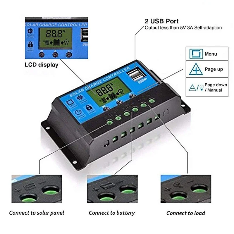 Solar panel Controller 10a 20a 30a 12 v24v Auto Batterie Laderegler – Bild 6