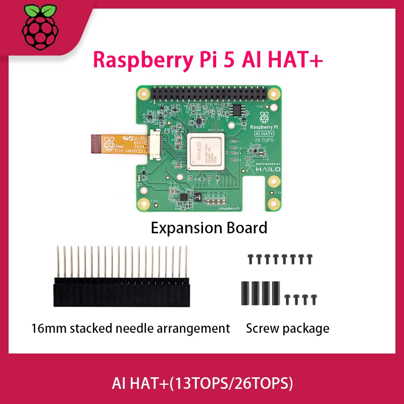 Raspberry Pi 5 Pi AI HAT + Erweiterungsplatine für die Entwicklung künstlicher Intelligenz Hailo AI 13/26 TOPS