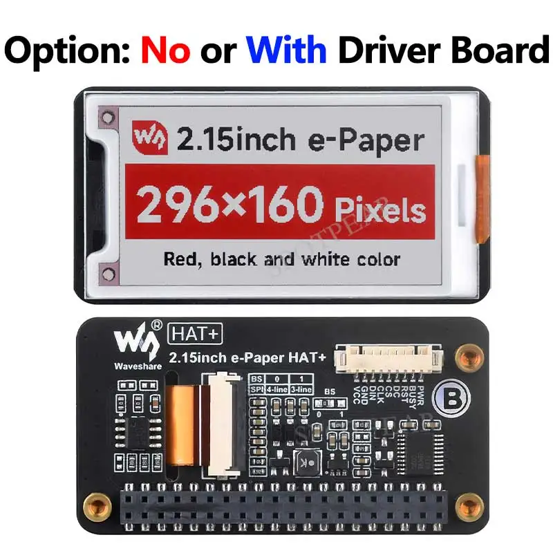 2,15 Zoll 296×160 E-Paper HAT+ B E-Ink Rot/Schwarz/Weiß Display – Bild 4