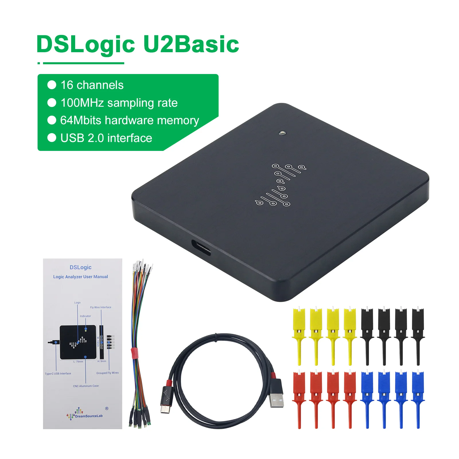DSLogic U2Basic / DSLogic Plus 16CH USB Logic Analyzer 100MHz 64Mbits für Schaltkreis-Debugging