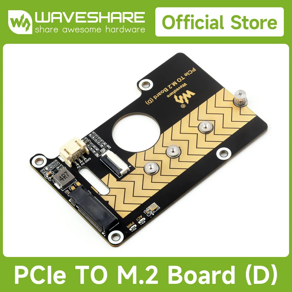 Waveshare Raspberry Pi 5 PCIe-zu-M.2-Adapterplatine (D), kompatibel mit dem NVMe-Protokoll M.2-SSD der Größe
