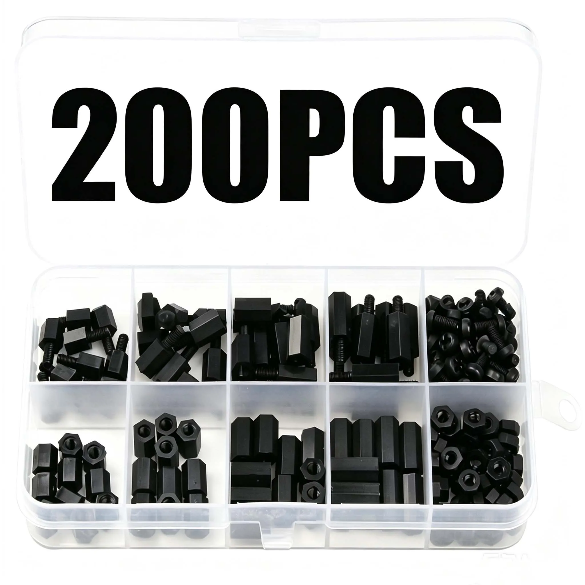 M2 M2.5 M3 M4 Nylon PCB Abstandshalter-Set - 200 Stück Kunststoff Isolierte Sechskant-Abstandshalter