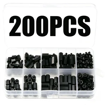 M2 M2.5 M3 M4 Nylon PCB Abstandshalter-Set - 200 Stück Kunststoff Isolierte Sechskant-Abstandshalter