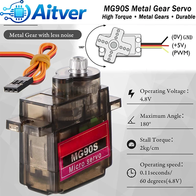 PCA9685 16-Kanal PWM Servo-Treiberplatine / SG90 9g Servo / MG90S – Bild 3