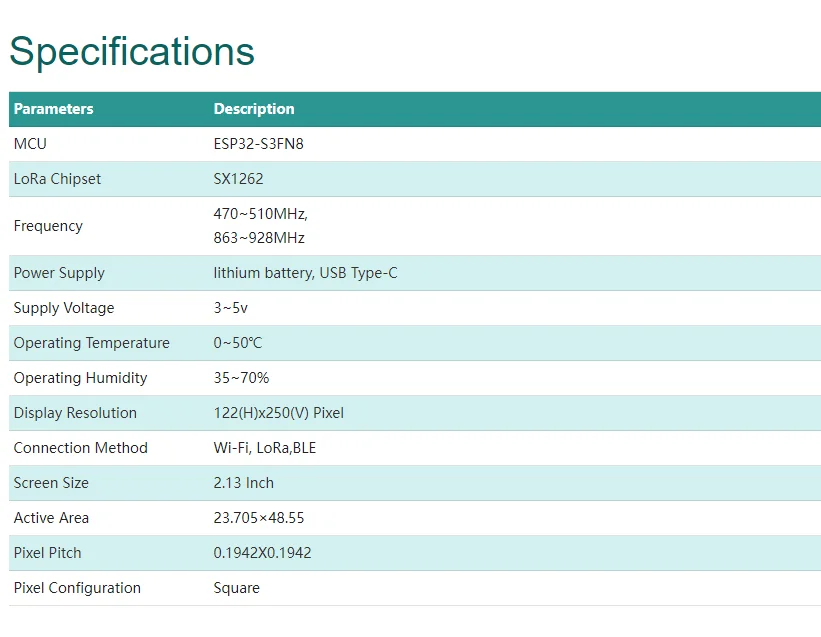 2,13 Zoll E-Ink ESP32-S3/SX1262 Kombination LoRa Entwicklungsboard – Bild 2