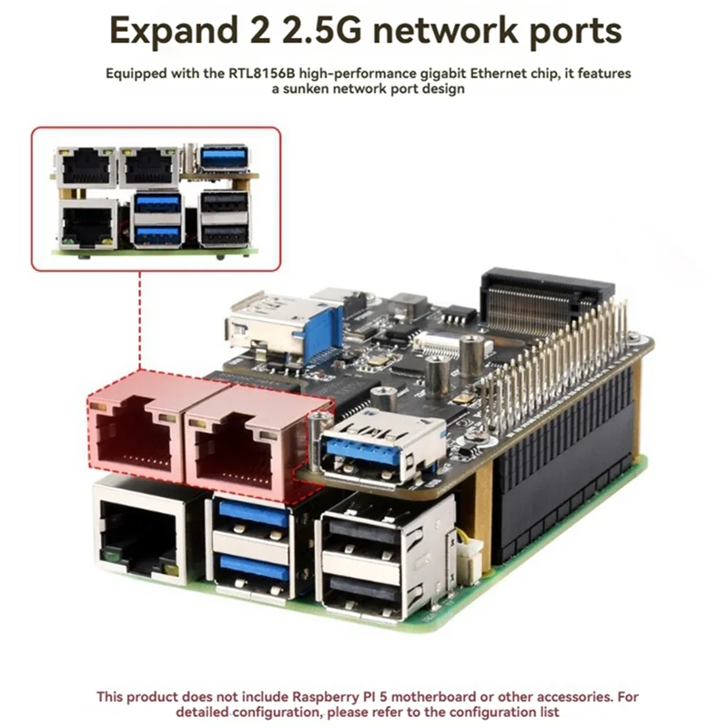 AAAEL-Für Raspberry Pi 5 Erweiterungskarte Pcie zu M.2 USB ETH HAT+ – Bild 3