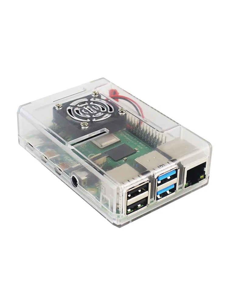 Raspberry Pi 4 Modell B ABS Fall mit Lüfter Schwarz Kunststoff Prectective Box für Raspberry Pi 4B 3,5 zoll