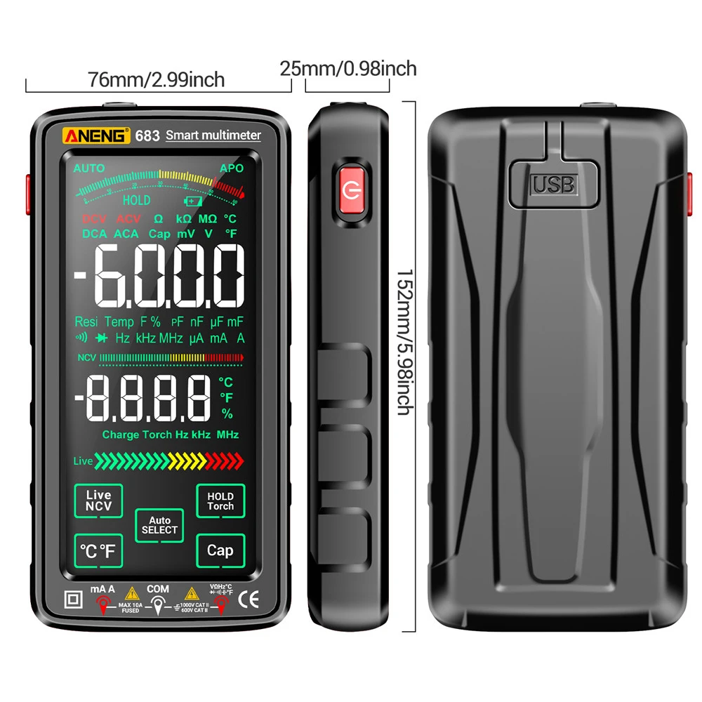 Digitalmultimeter ANENG 683 682 681 Smart High Touch 6000 Zählt – Bild 6