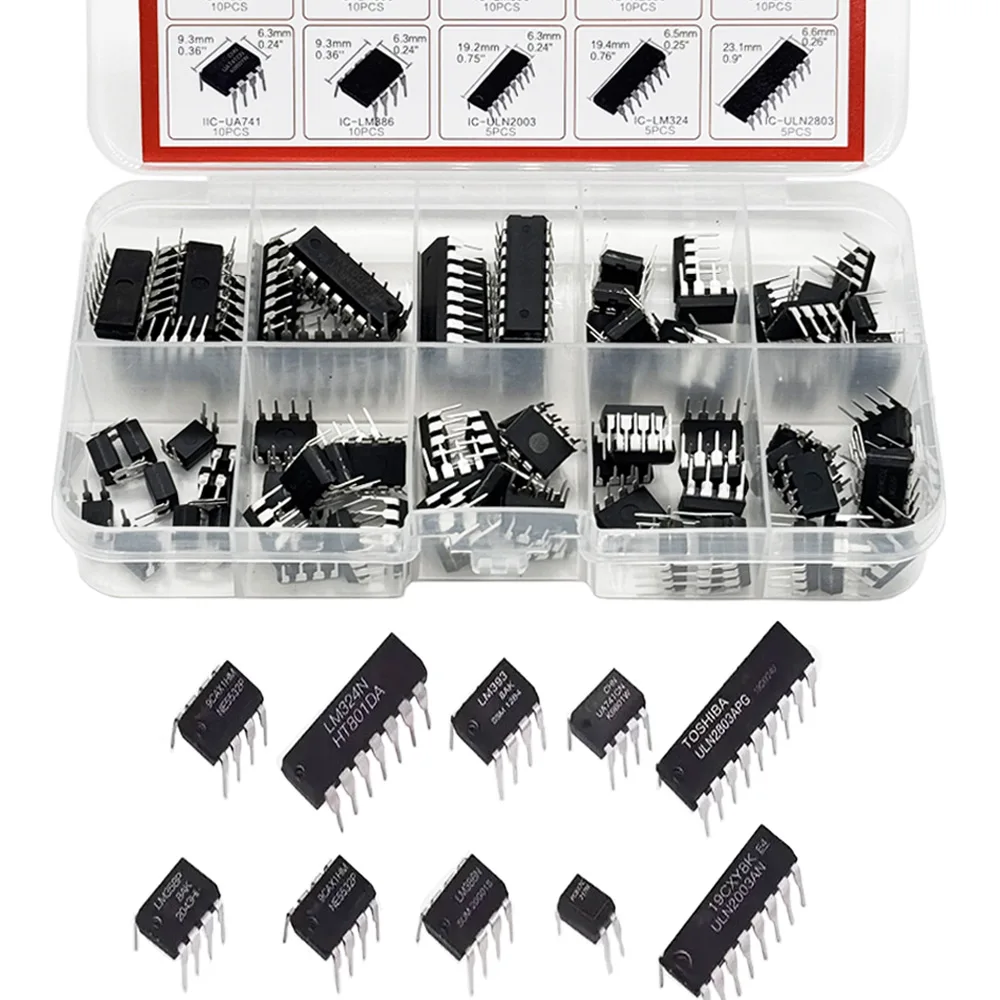 IC-Chip-Kit DIP Integrierte Schaltkreise NE555 LM324 LM358 (85 Stück) – Bild 6