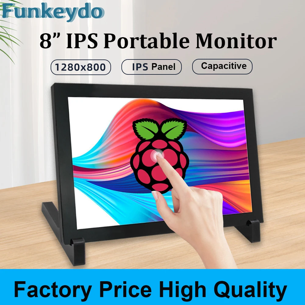Raspberry Pi 5 8 Zoll IPS Touchscreen LCD Display 8,0" 1280x800 HDMI-kompatibel 5-punkt Touch Monitor für PC