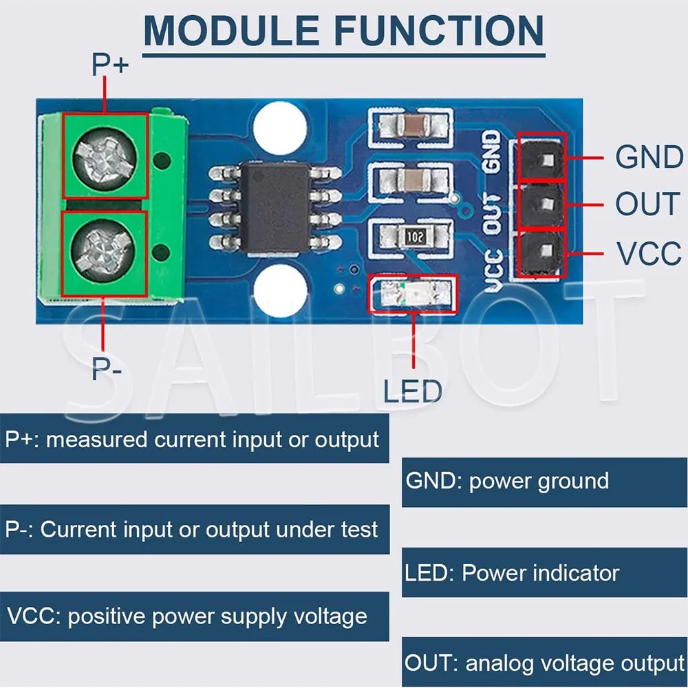 ACS712 5A 20A 30A Hall Strom Sensor Modul ACS712 Modell Für Arduino AC – Bild 5