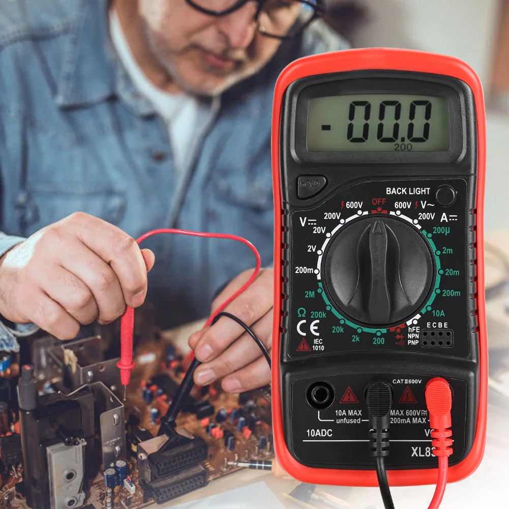 Digitales Multimeter XL830L Handgehaltenes LCD-Digitalmultimeter Voltmeter Amperemeter Ohmmeter
