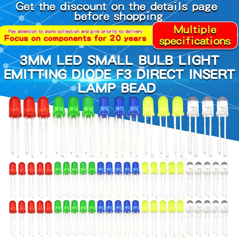 3mm LED Diode Assorted Kit Weiß Grün Rot Blau Gelb Orange (60 Stück) – Bild 2